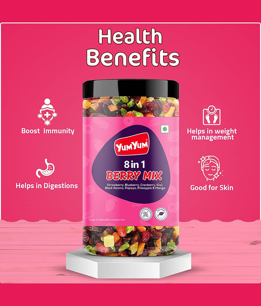 YUM YUM Dried Berry Mix 400g - Cranberries, Raisins, Strawberries, Kiwi, Papaya, Mango (400 g)