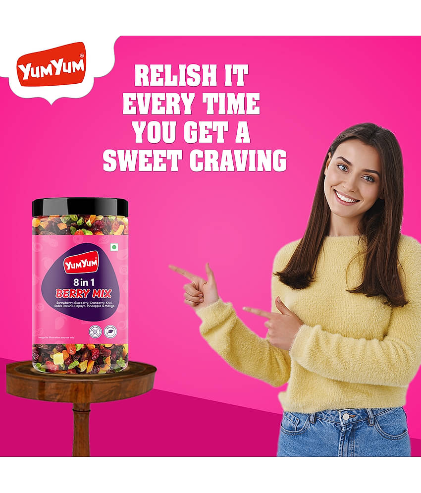 YUM YUM Dried Berry Mix 400g - Cranberries, Raisins, Strawberries, Kiwi, Papaya, Mango (400 g)