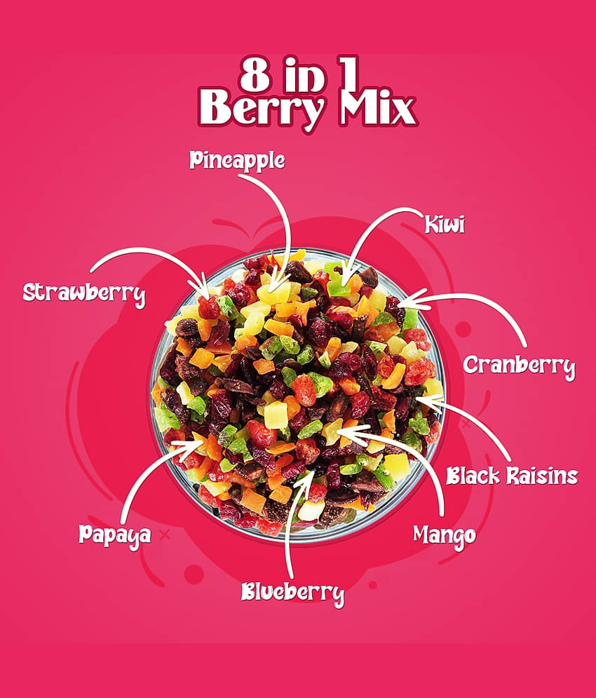 YUM YUM Dried Berry Mix 400g - Cranberries, Raisins, Strawberries, Kiwi, Papaya, Mango (400 g)
