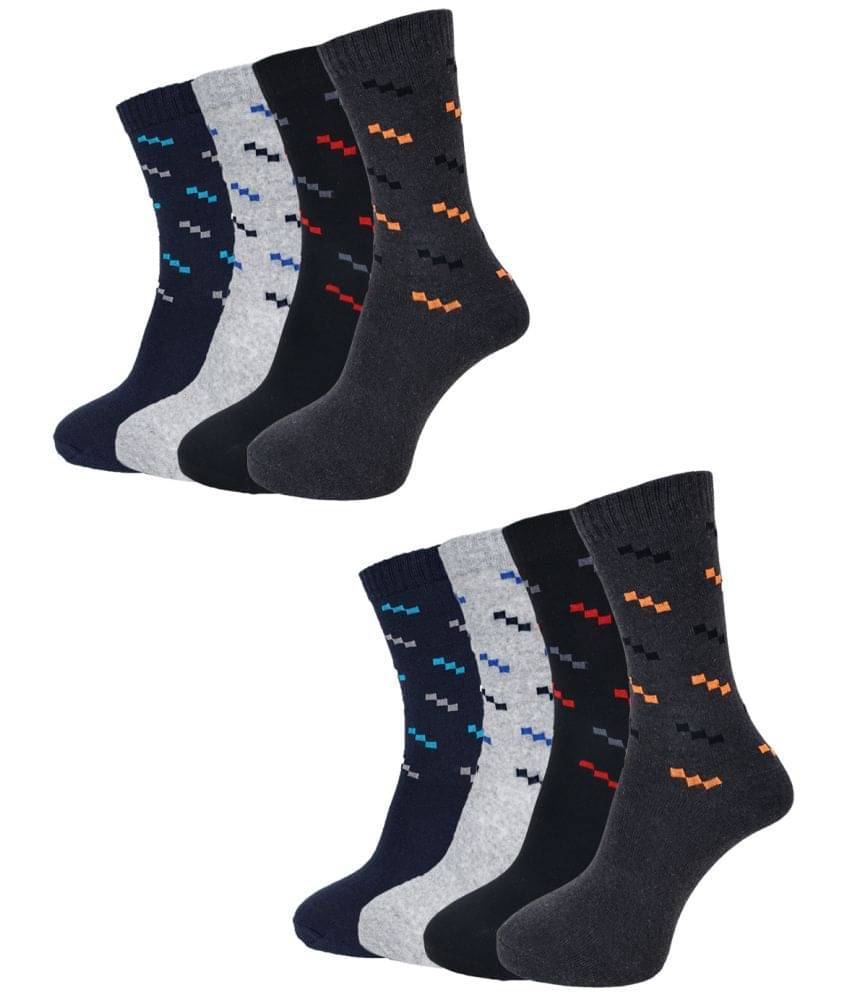 Dollar Cotton Blend Men's Printed Dark Grey Mid Length Socks ( Pack of 8 )     			Dollar Cotton Blend Men's Printed Dark Grey Mid Length Socks ( Pack of 8 )