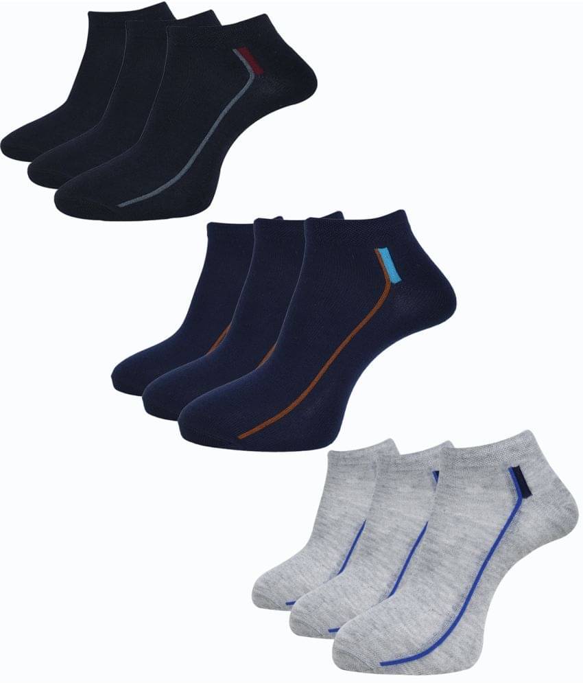 Dollar Cotton Blend Men's Striped Navy Blue Ankle Length Socks ( Pack of 9 ) Dollar Cotton Blend Men's Striped Navy Blue Ankle Length Socks ( Pack of 9 )