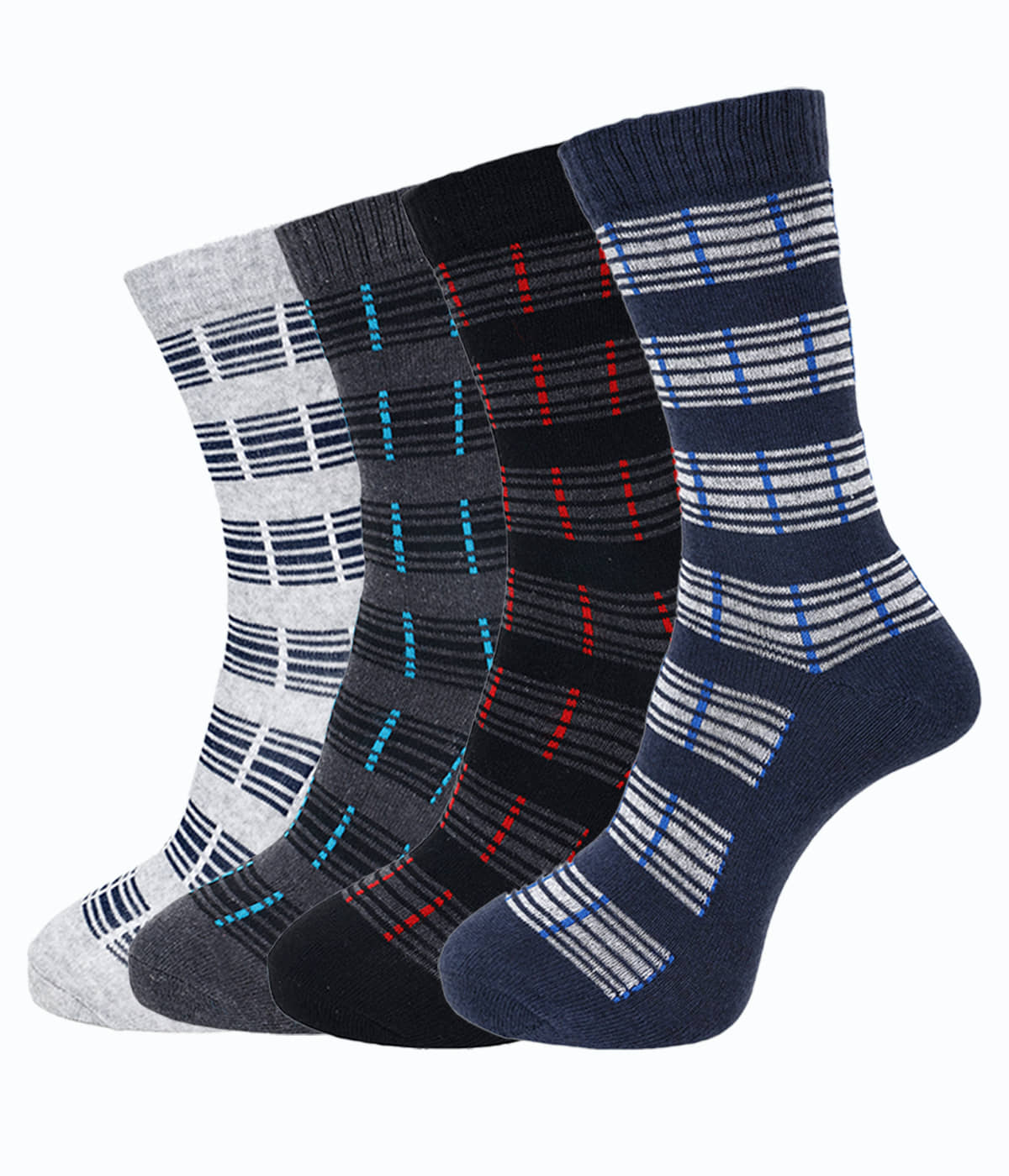 Dollar Cotton Blend Men's Striped Black Mid Length Socks ( Pack of 4 ) - Socks | Buy online on ZillyBuy
