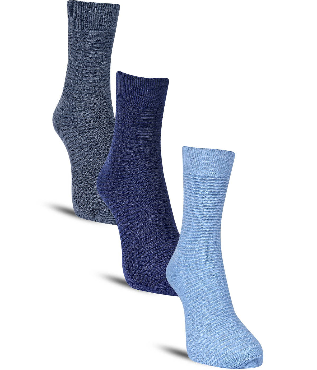     			Dollar Cotton Blend Men's Self Design Blue Ankle Length Socks ( Pack of 3 )