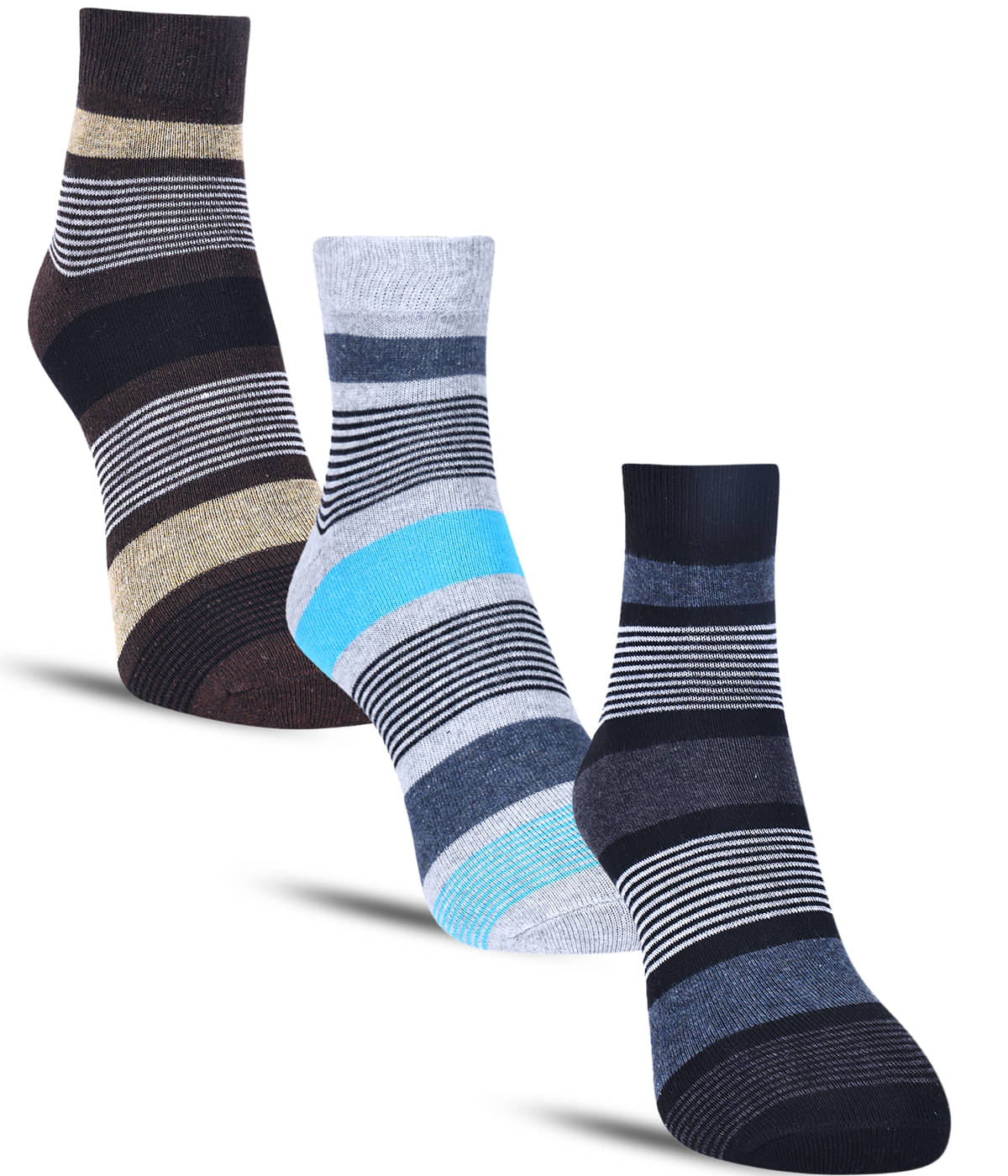     			Dollar Cotton Blend Men's Self Design Blue Ankle Length Socks ( Pack of 3 )