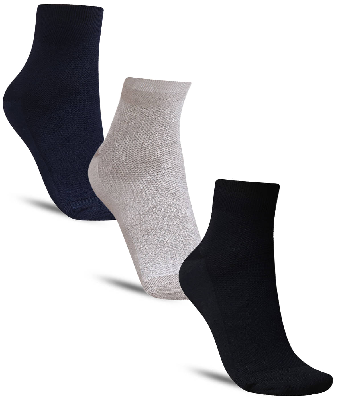     			Dollar Cotton Blend Men's Self Design Dark Grey Ankle Length Socks ( Pack of 3 )