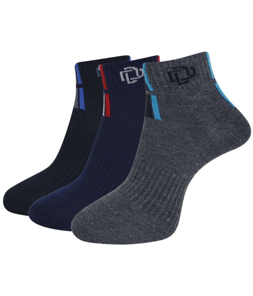     			Dollar Cotton Blend Men's Colorblock Dark Grey Ankle Length Socks ( Pack of 3 )