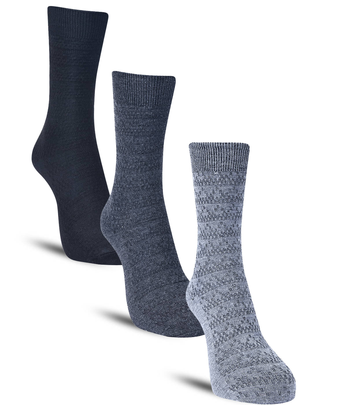     			Dollar Cotton Blend Men's Self Design Dark Grey Ankle Length Socks ( Pack of 3 )