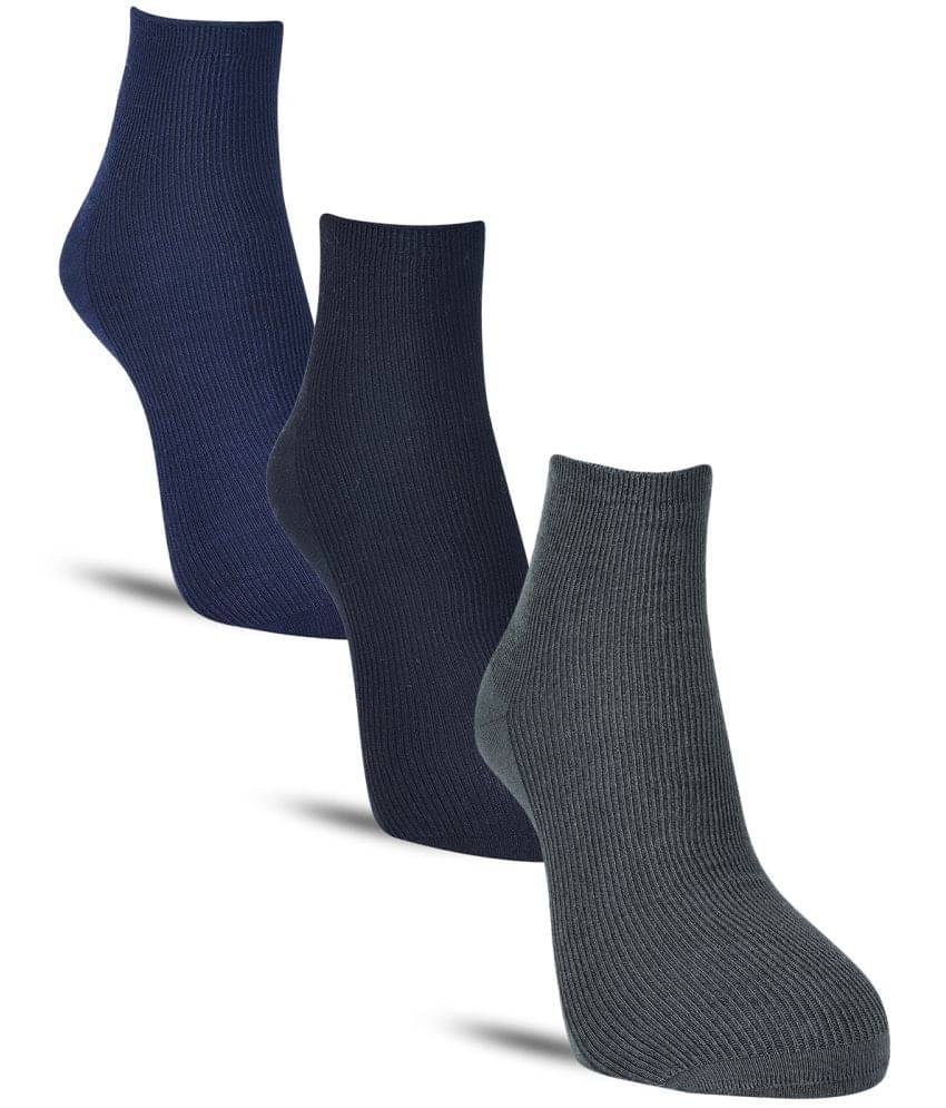    			Dollar Cotton Blend Men's Self Design Blue Ankle Length Socks ( Pack of 3 )