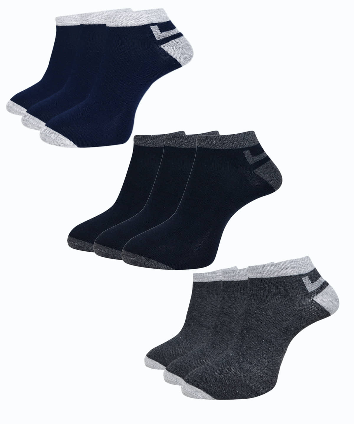 Dollar Cotton Blend Men's Colorblock Navy Blue Ankle Length Socks ( Pack of 9 ) - Socks | Buy online on ZillyBuy