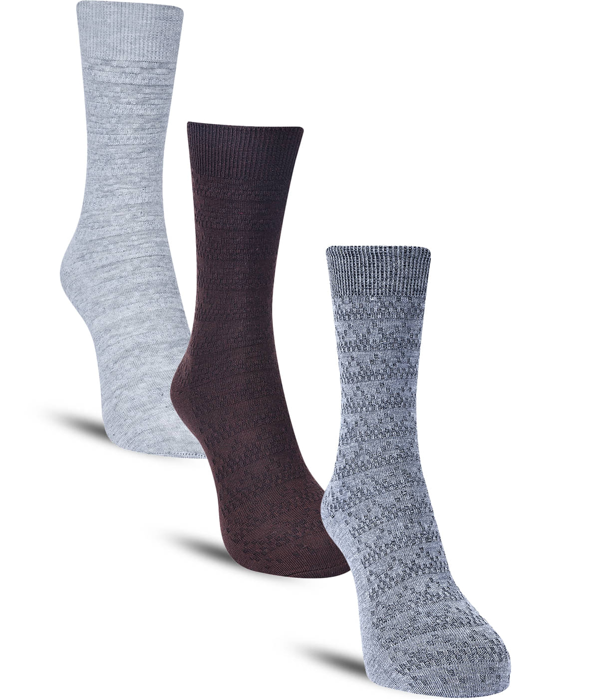     			Dollar Cotton Blend Men's Self Design Dark Grey Ankle Length Socks ( Pack of 3 )