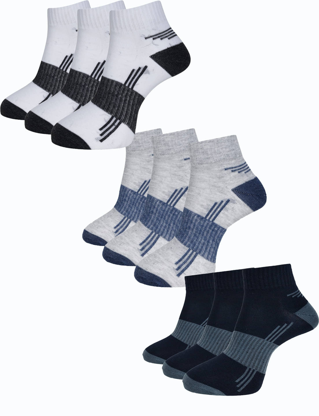     			Dollar Cotton Blend Men's Self Design White Ankle Length Socks ( Pack of 9 )