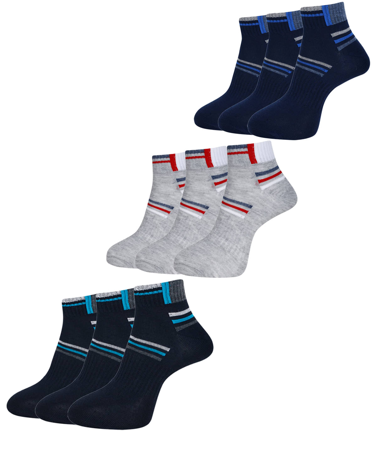    			Dollar Cotton Blend Men's Self Design Black Ankle Length Socks ( Pack of 9 )