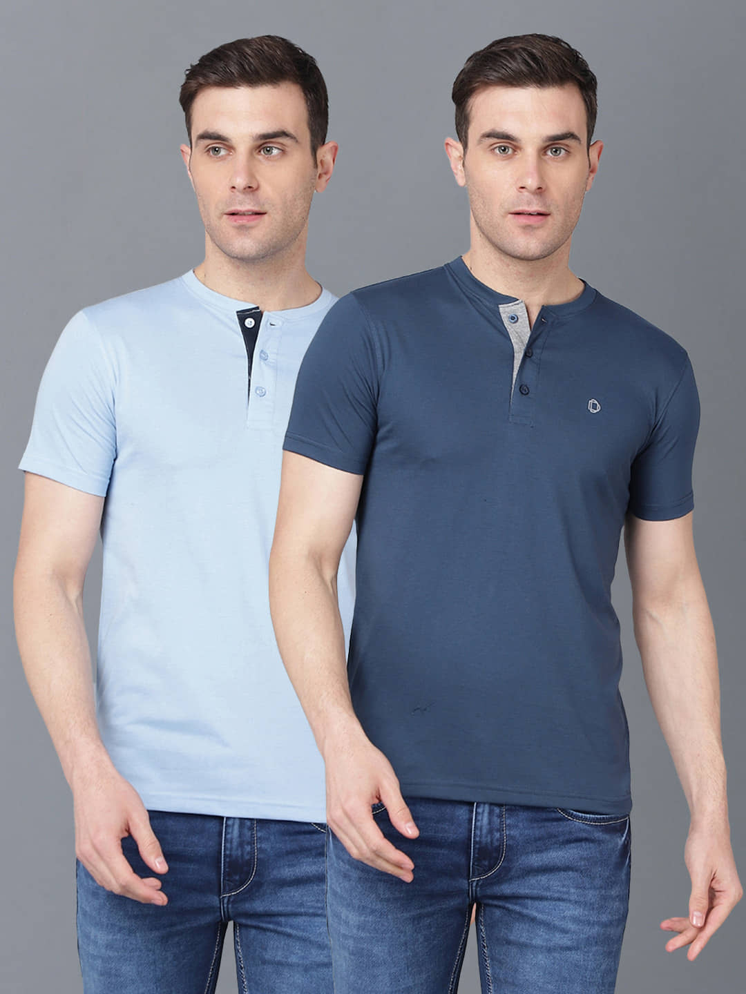 Dollar Cotton Blend Regular Fit Solid Half Sleeves Men's T-Shirt - Multicolor ( Pack of 2 )