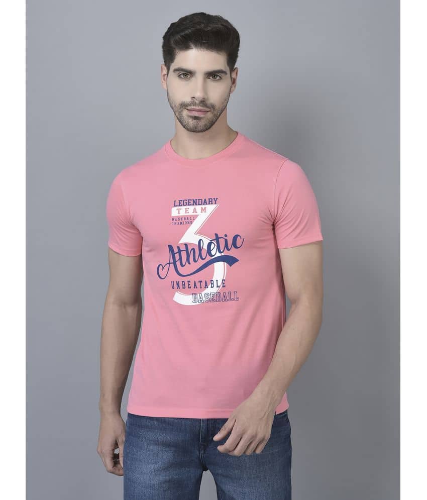 Dollar Cotton Blend Regular Fit Printed Half Sleeves Men's T-Shirt - Pink ( Pack of 1 )