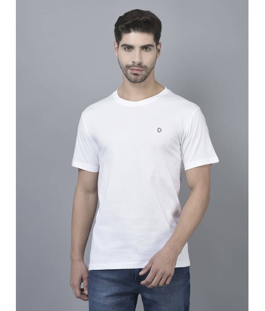 Dollar Cotton Blend Regular Fit Solid Half Sleeves Men's T-Shirt - White ( Pack of 1 )