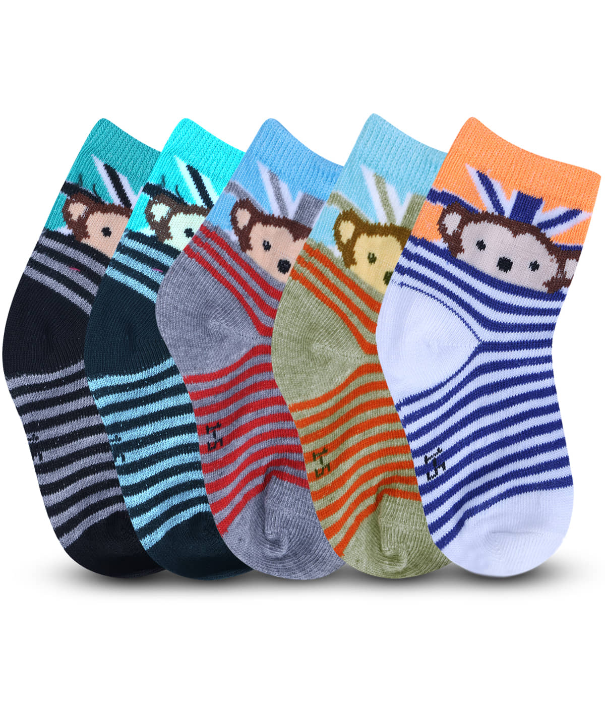 Dollar Multicolor Cotton Blend Boy's Ankle Length Socks ( Pack of 5 ) - Socks | Buy online on ZillyBuy
