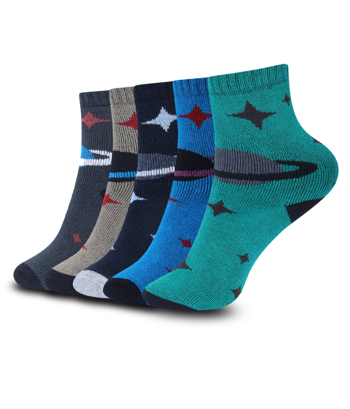     			Dollar Multicolor Cotton Blend Boy's Ankle Length Socks ( Pack of 5 )