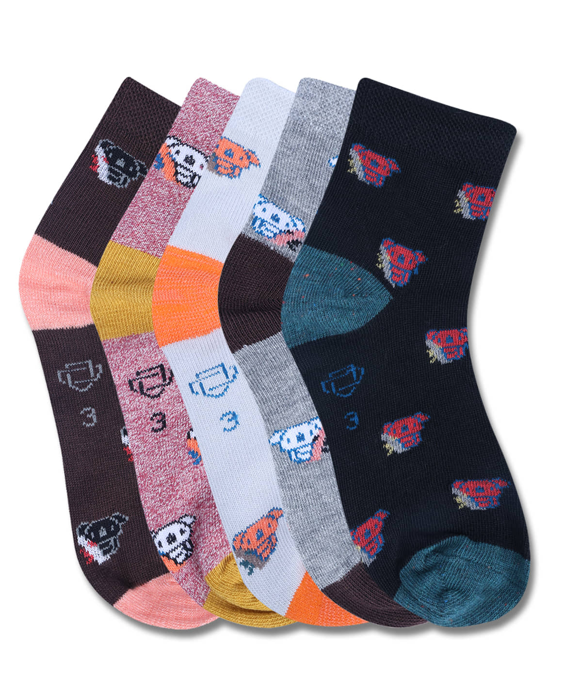 Dollar Multicolor Cotton Blend Boy's Ankle Length Socks ( Pack of 5 ) - Socks | Buy online on ZillyBuy
