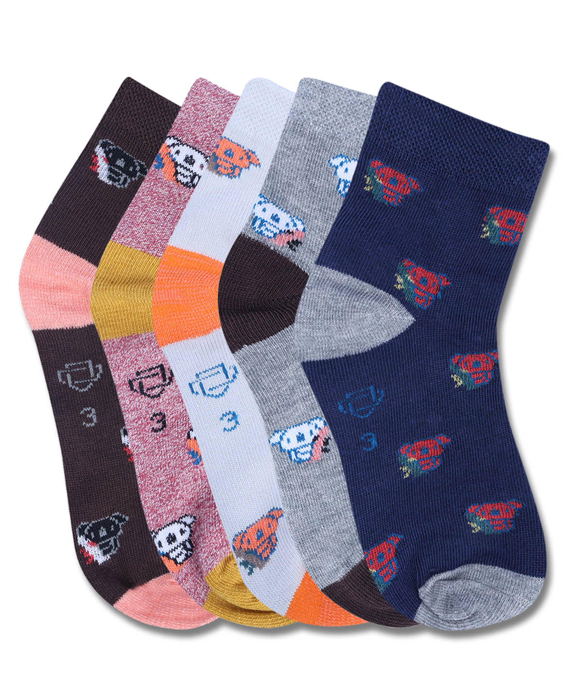 Dollar Multicolor Cotton Blend Boy's Ankle Length Socks ( Pack of 5 ) - Socks | Buy online on ZillyBuy