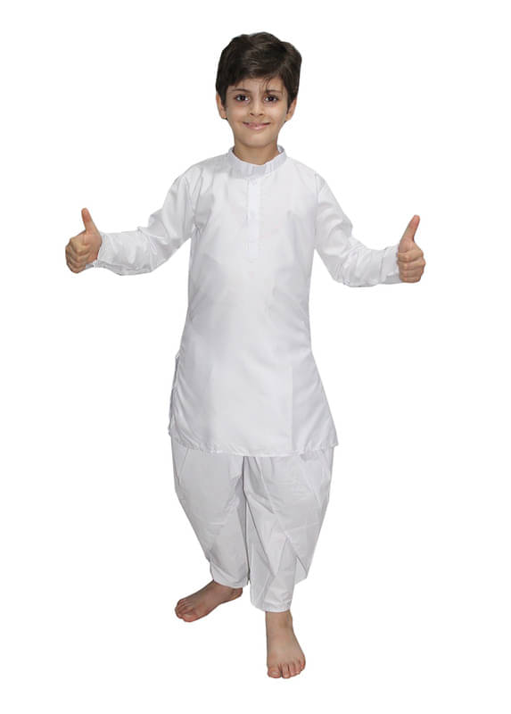     			Kaku Fancy Dresses Indian Ethnic Wear White Dhoti Kurta Costume -White, 16-17 Years, For Boys