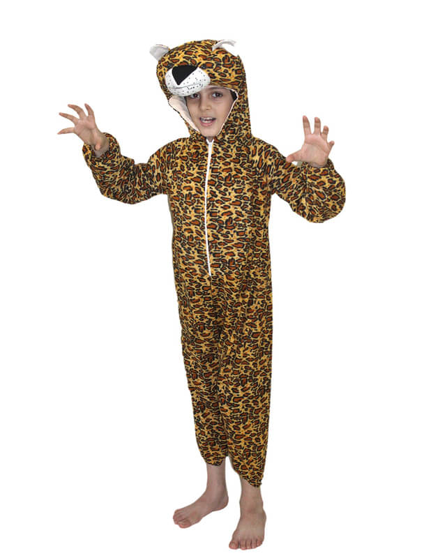     			Kaku Fancy Dresses Leopard Wild Animal Costume For Kids - Brown, 3-4 Years | For Boys