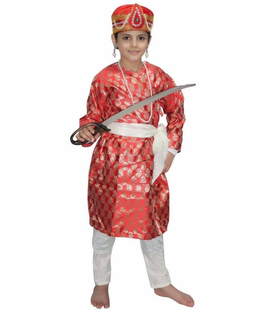     			Kaku Fancy Dresses The Great Mughal King Akbar Costume/Indian Historical Character Costume -Red, 7-8 Years, For Boys