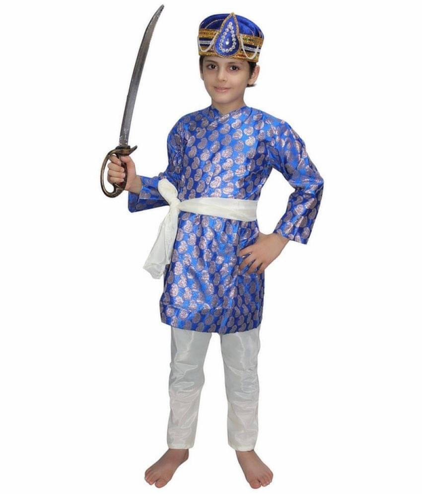     			Kaku Fancy Dresses The Great Mughal King Akbar Costume/Indian Historical Character Costume -Blue, 7-8 Years, For Boys