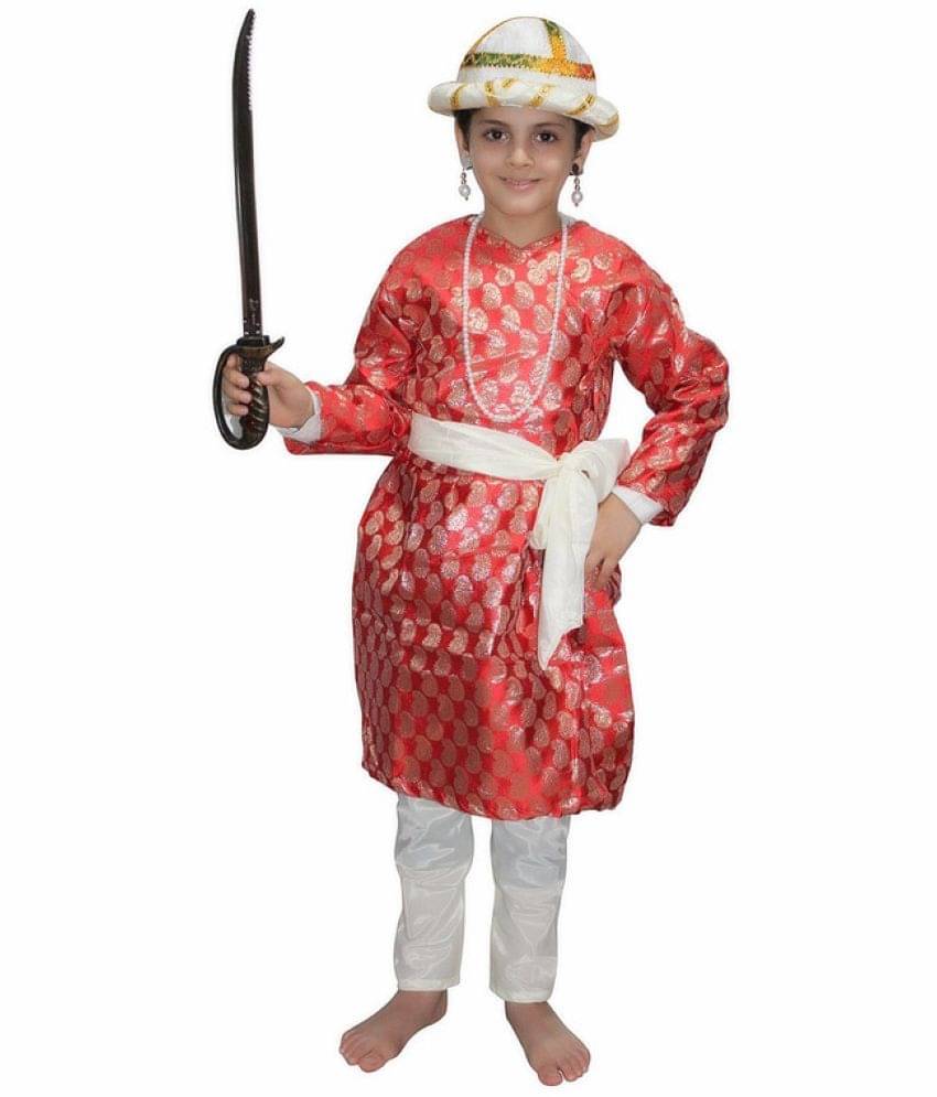     			Kaku Fancy Dresses Tipu Sultan Costume/Indian Historical Character Costume -Red, 5-6 Years, For Boys