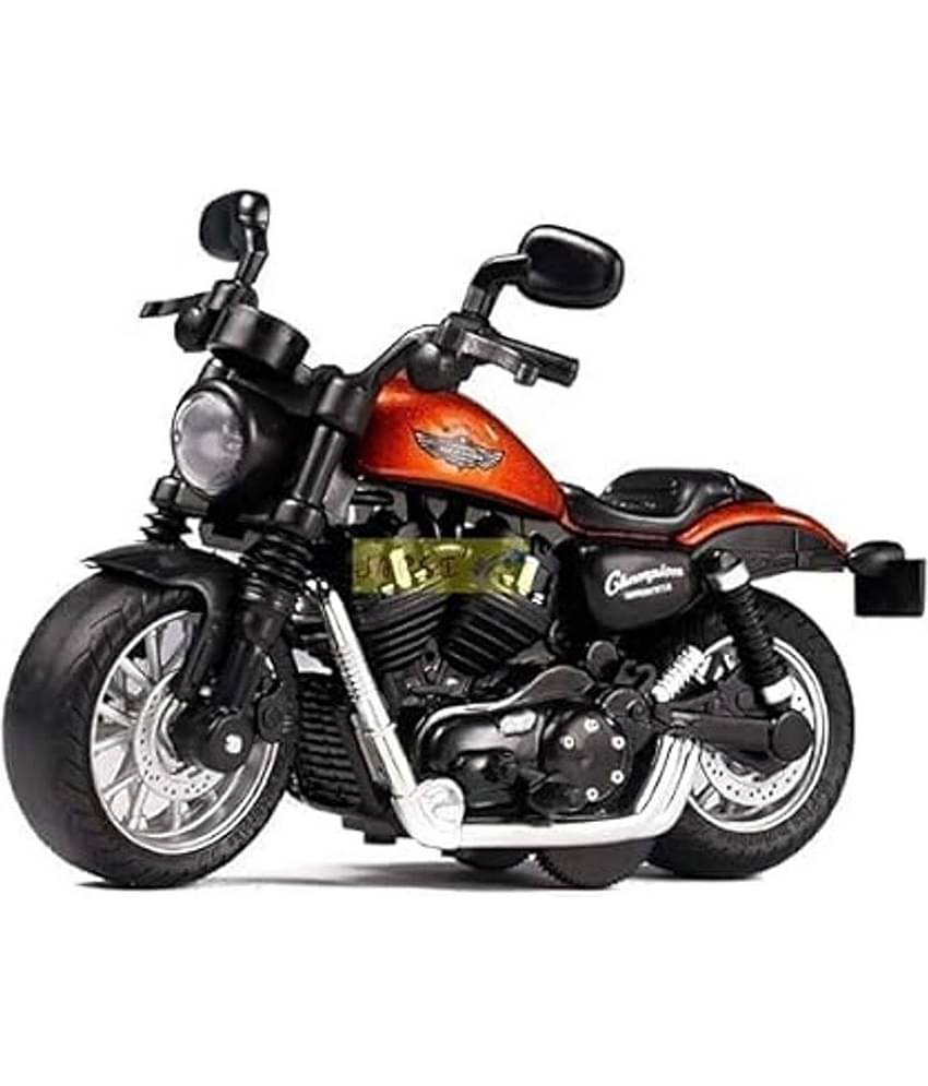 Kidsaholic Super Bike Motor Cycle Harley Model Replica Tiny Figure Miniature High Details with Rubber handle & Tires HD Collection Souvenir Diecast Body 1:14 Scale Bike(Free subscription of kids Educational worksheets)