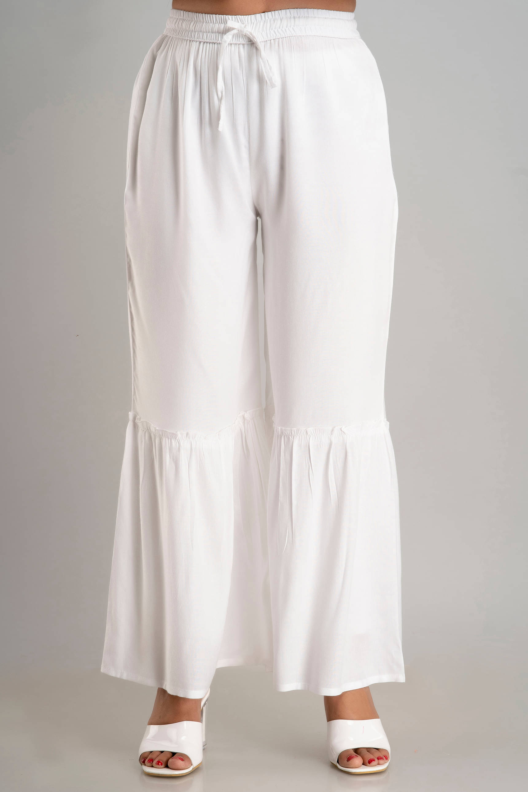     			MAUKA - White Rayon Women's Palazzo ( Pack of 1 )