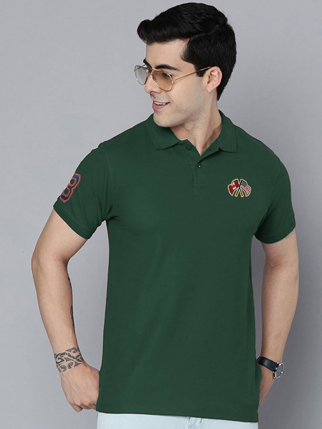     			Merriment Pack of 1 Cotton Blend Regular Fit Solid Half Sleeves Men's Polo T Shirt ( Dark Green )