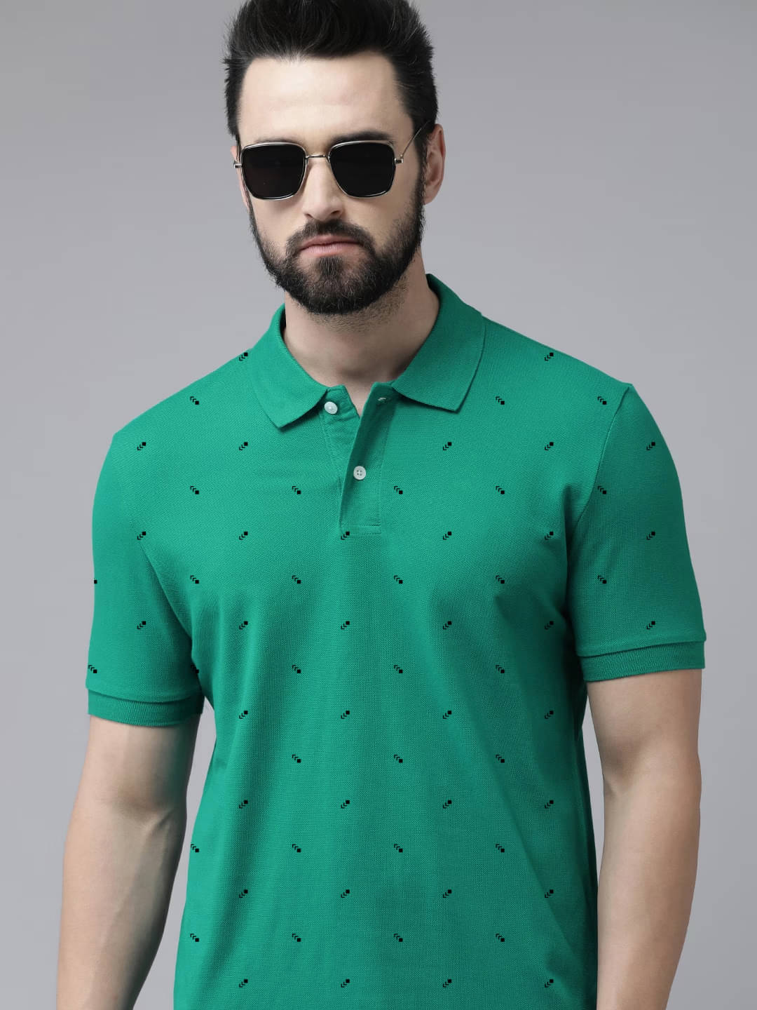     			Merriment Pack of 1 Cotton Blend Regular Fit Printed Half Sleeves Men's Polo T Shirt ( Mint Green )