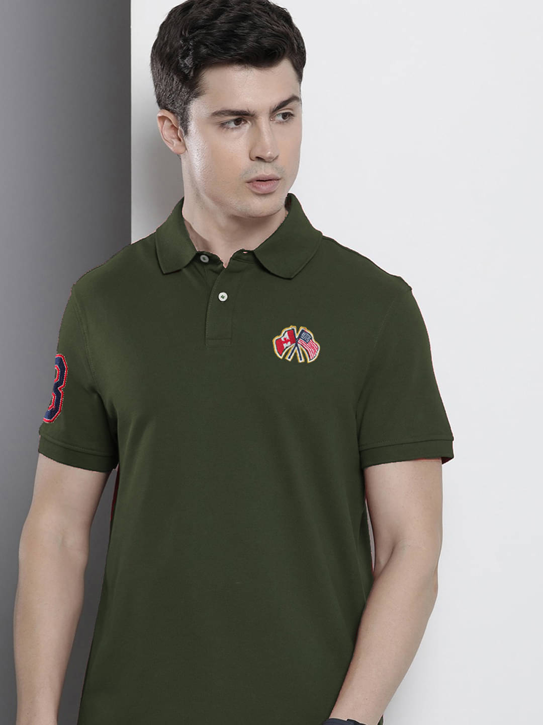     			Merriment Pack of 1 Cotton Blend Regular Fit Solid Half Sleeves Men's Polo T Shirt ( Olive Green )
