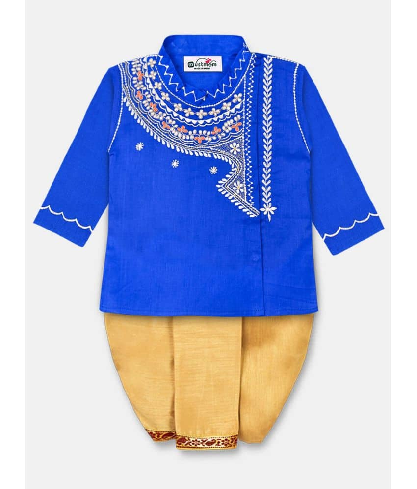 Mustmom Bright Ethnic Pure Cotton Full Sleeves Handloom Dhoti Kurta Set for Boy Rice Ceremony Annaprasanna - Kurtas & Kurta Sets | Buy online on ZillyBuy