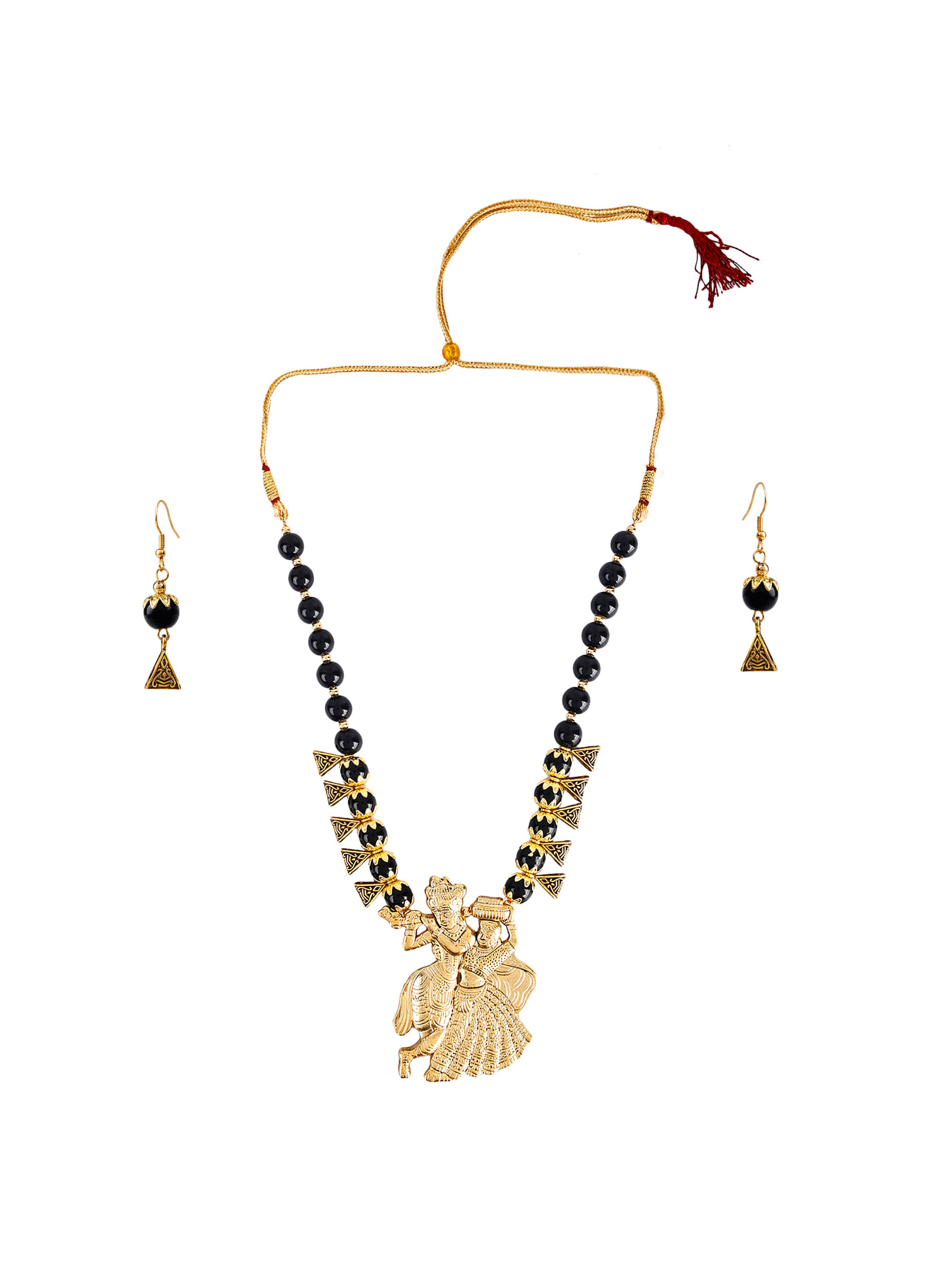    			PUJVI Black Alloy Necklace Set ( Pack of 1 )