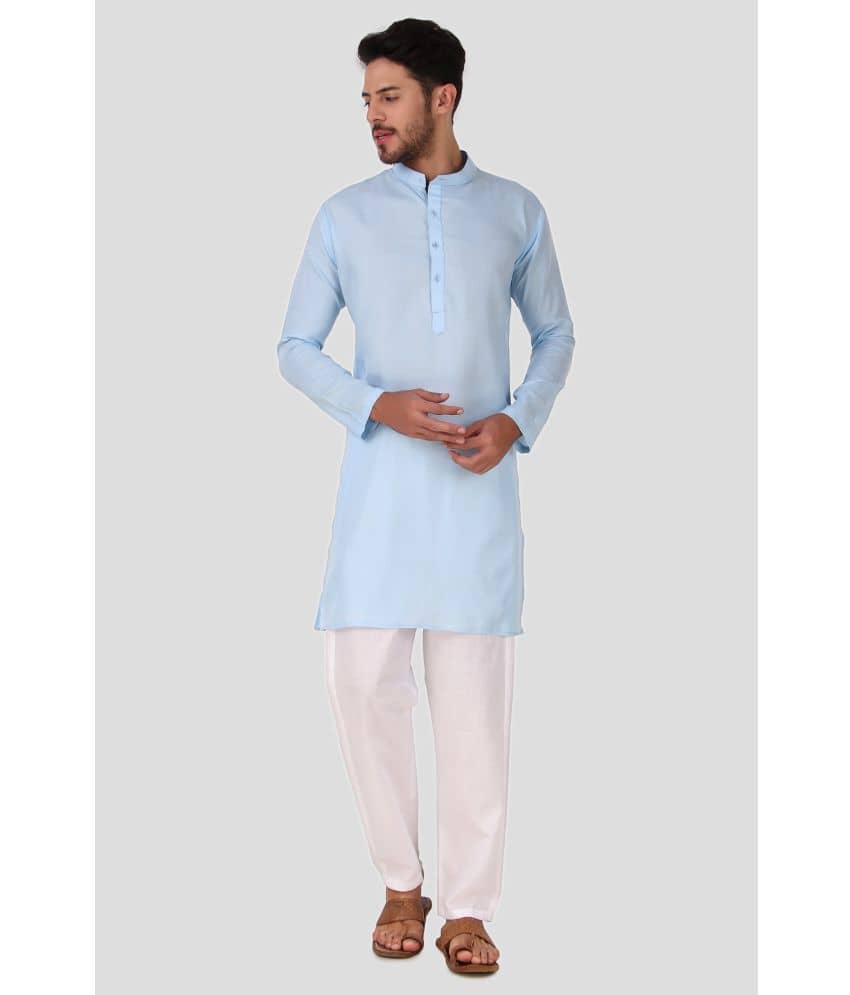 Preen White Cotton Blend Regular Fit Men's Kurta Pyjama Set ( Pack of 1 ) - Kurtas & Kurta Sets | Buy online on ZillyBuy