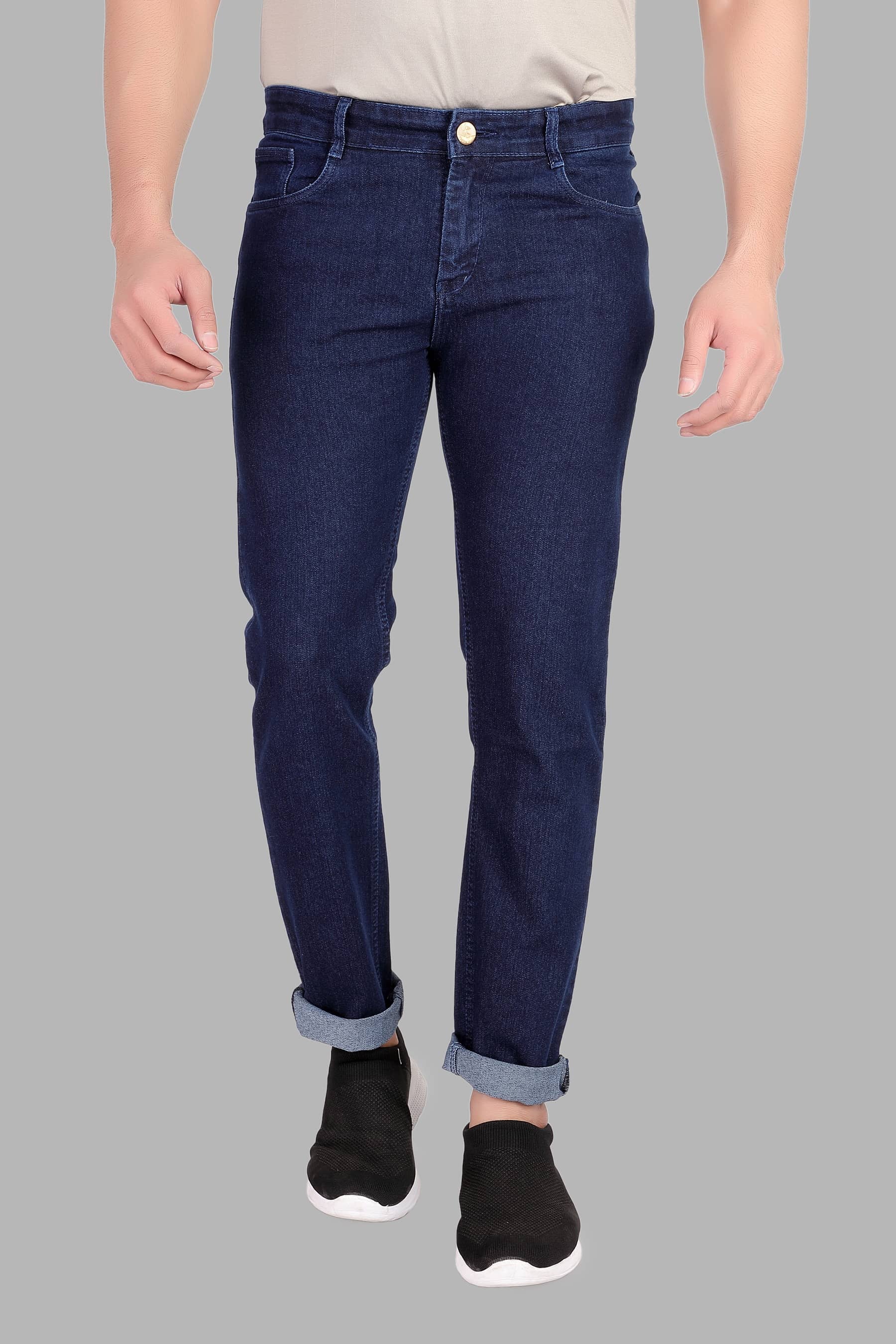 RAGZO Slim Fit Cuffed Hem Men's Jeans - Navy Blue ( Pack of 1 ) - Jeans | Buy online on ZillyBuy