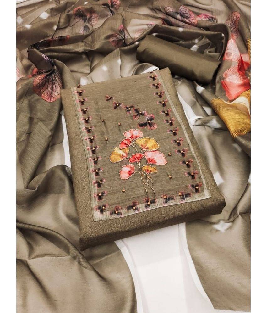 ALSHOP Unstitched Cotton Embroidered Dress Material - Brown ( Pack of 1 ) ALSHOP Unstitched Cotton Embroidered Dress Material - Brown ( Pack of 1 )