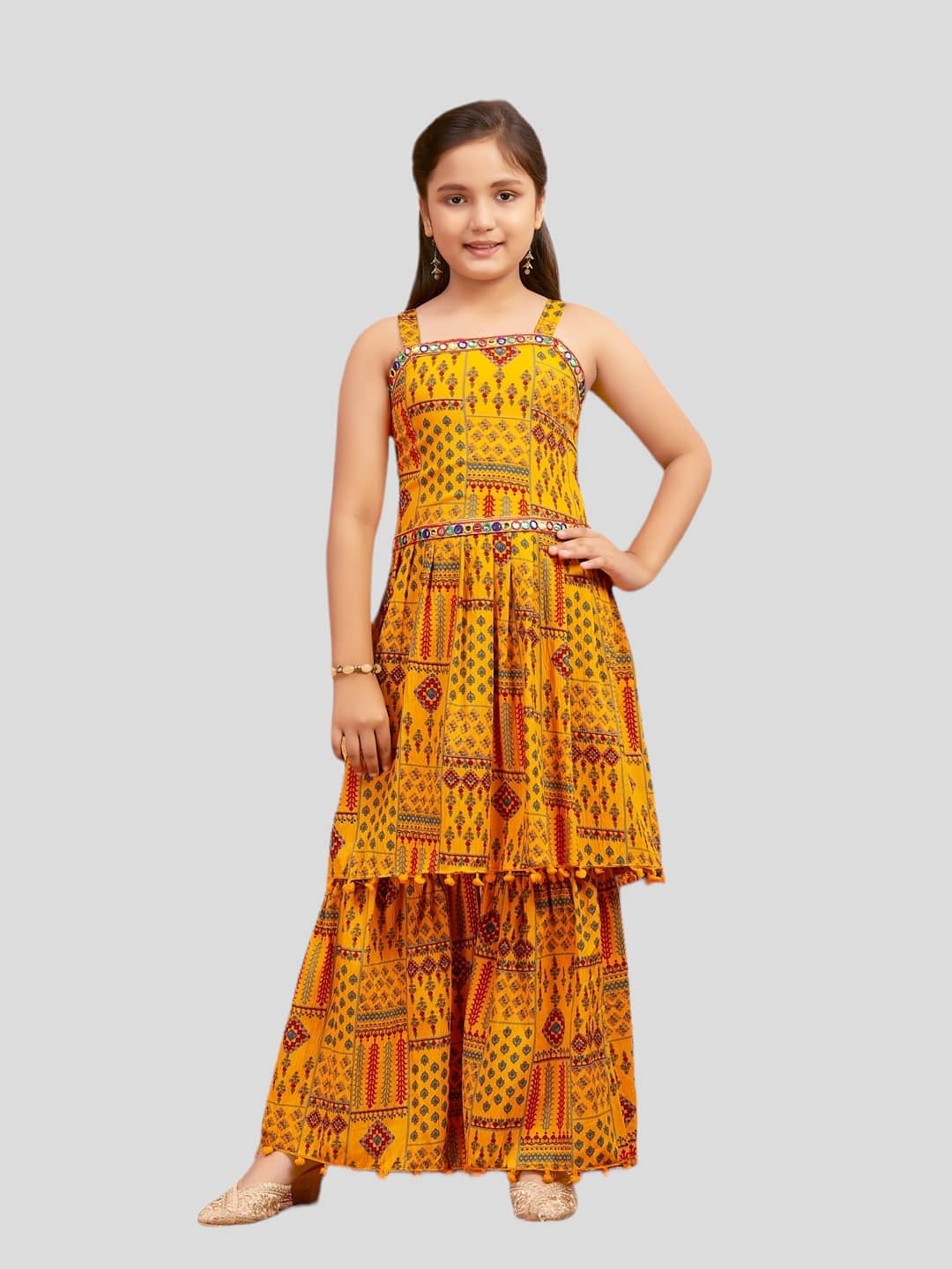 Aarika Girls Polyester Kurta and Sharara Set ( Pack of 1 , Yellow )