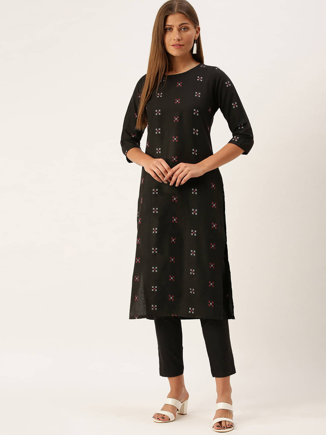     			Aarrah Cotton Solid Kurti With Pants Women's Stitched Salwar Suit - Black ( Pack of 2 )