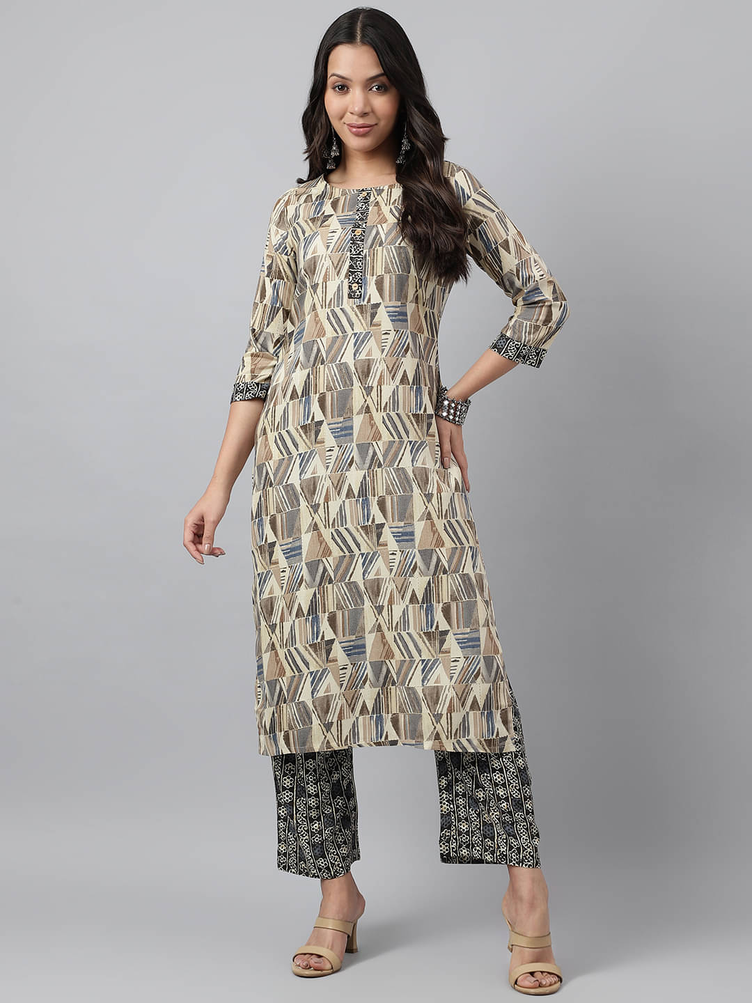     			Aarrah Rayon Self Design Kurti With Pants Women's Stitched Salwar Suit - Off White ( Pack of 2 )
