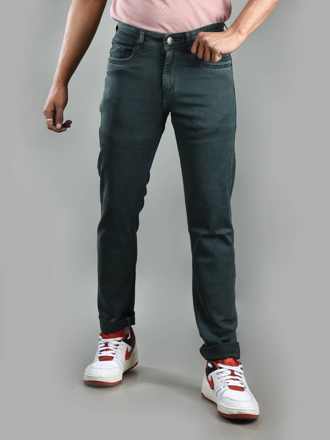     			Aflash Slim Fit Basic Men's Jeans - Olive Green ( Pack of 1 )