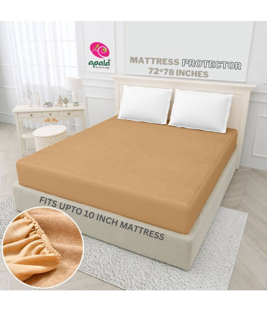 Apala - Cotton Terry Water Proof Double King Size Mattress Protector - 198 cm (78") x 183 cm (72") - Beige