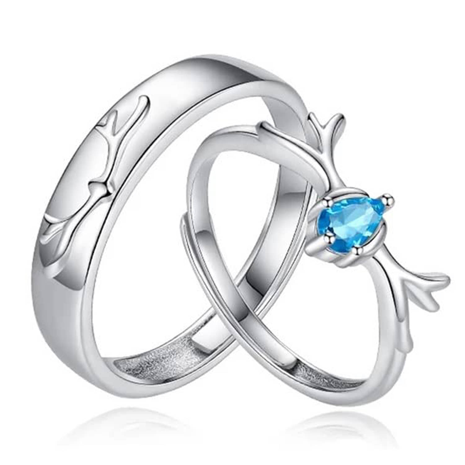 Fashion Frill Couple Rings Stainless Steel Crystal Silver Adjustable Rings For Women Girls Love Gifts