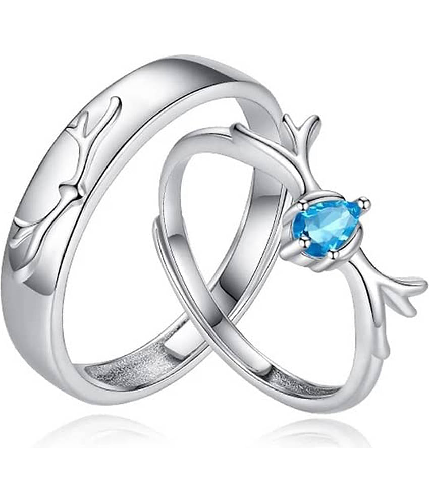 Fashion Frill Couple Rings Stainless Steel Crystal Silver Adjustable Rings For Women Girls Love Gifts