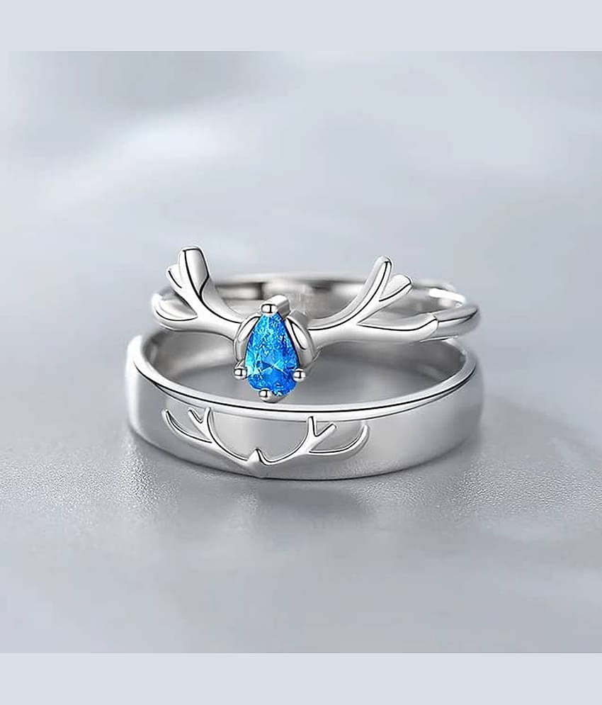Fashion Frill Couple Rings Stainless Steel Crystal Silver Adjustable Rings For Women Girls Love Gifts
