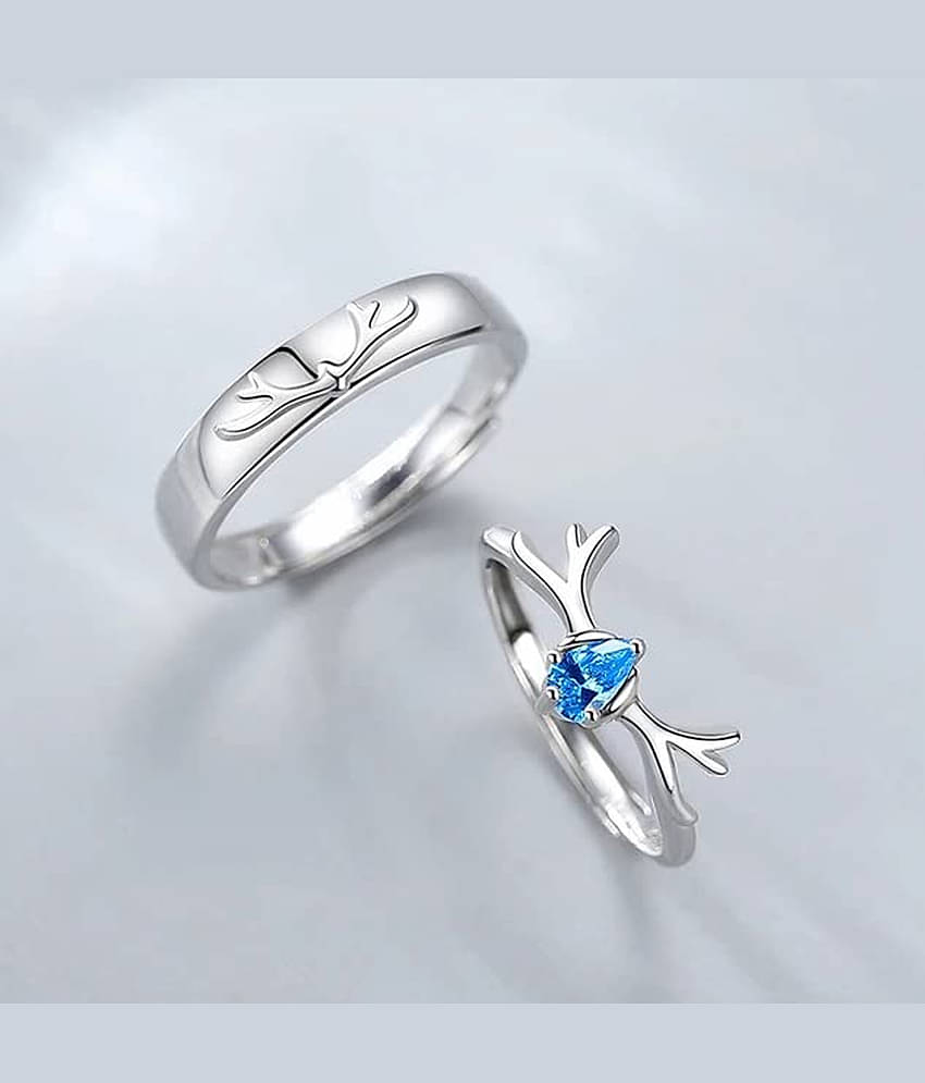 Fashion Frill Couple Rings Stainless Steel Crystal Silver Adjustable Rings For Women Girls Love Gifts