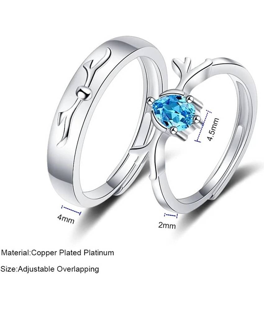 Fashion Frill Couple Rings Stainless Steel Crystal Silver Adjustable Rings For Women Girls Love Gifts