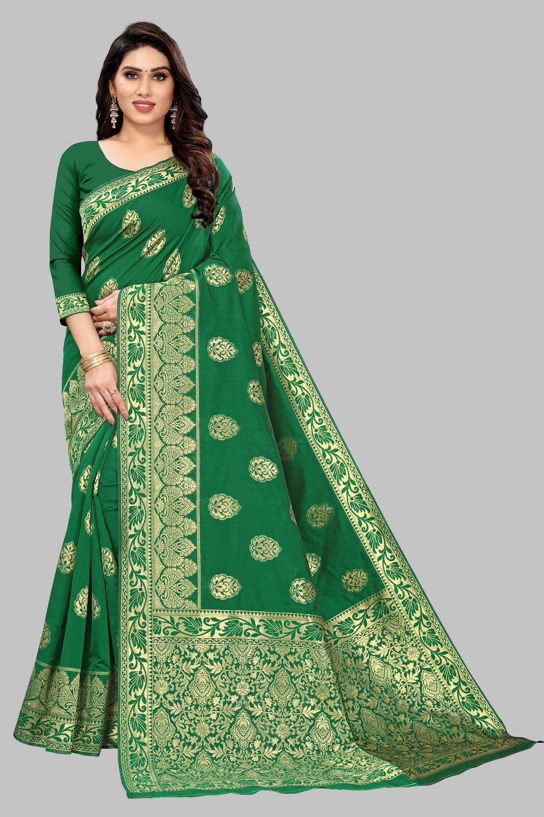 GARIYA Art Silk Embellished Saree With Unstitched Blouse Piece ( Green ) GARIYA Art Silk Embellished Saree With Unstitched Blouse Piece ( Green )