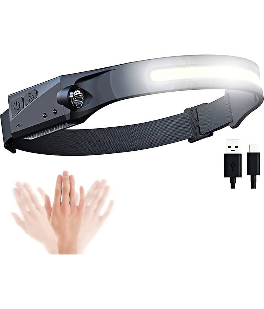 GEEO LED Headlamp with All Perspectives Induction 230° Illumination, 350 Lumens, 2 in 1 Lightweight Head Lights, Weatherproof, Type C Rechargeable Head Lamp for Running Camping, Sensor Outdoor (Pack of 1) - Sports and Fitness Equipment | Buy online on ZillyBuy